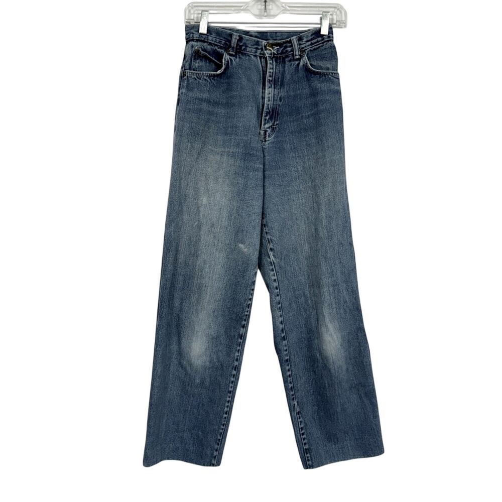 Vintage Wide Leg High Rise Jeans Womens 9 Medium Wash Blue Denim 90s - Picture 2 of 14